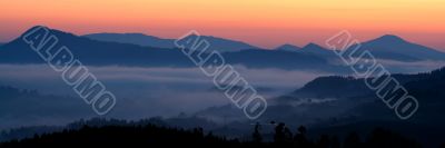 Sunrise over the fog