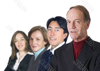 business man leading his team- isolated