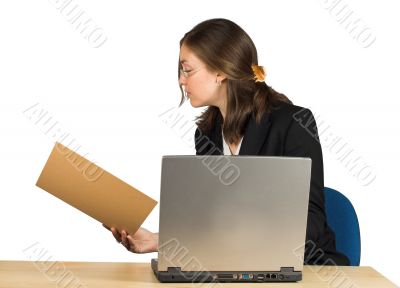business woman - accountant with her laptop