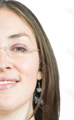 Business woman`s half face portrait