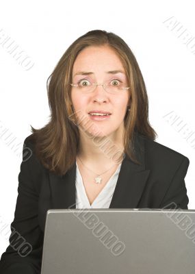business woman very surprised