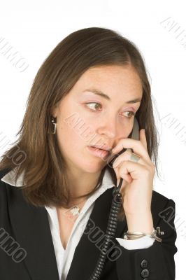 business woman on analogue phone