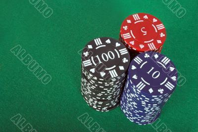 casino chips over green