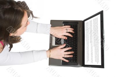 casual woman browsing on laptop casual woman browsing on laptop
