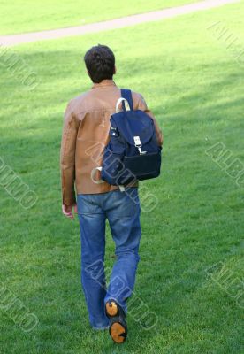 casual student walking home