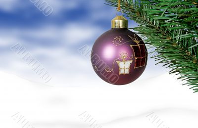 christmas card - purple ball