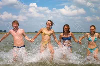 youth people running in water