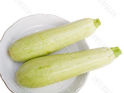 Two green young vegetable marrows Two green young vegetable marrows