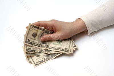 Hand Holding Fan of American Money