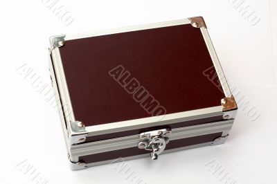 Brown toned metal briefcase, isolated