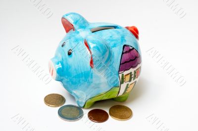 Piggy bank and money