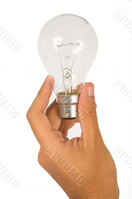 hand holding light bulb