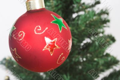 Close up of a red christmas ornament
