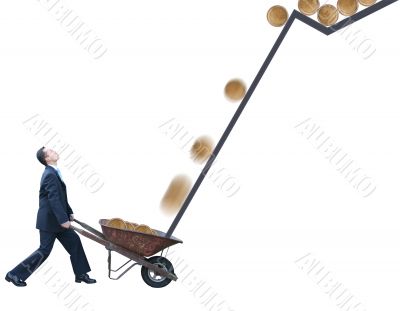 business man collecting coins