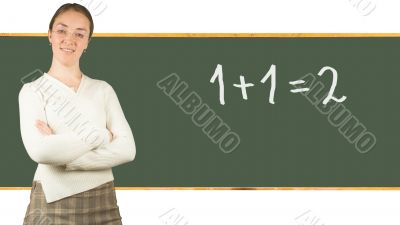 beautiful girl teacher with glasses