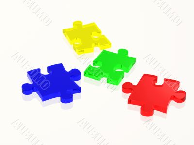 glass puzzle pieces in attractive colours