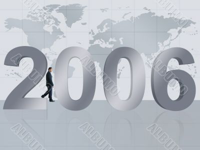 business man walking by new year 2006