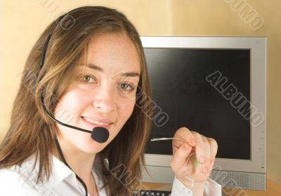 friendly customer services woman with glasses