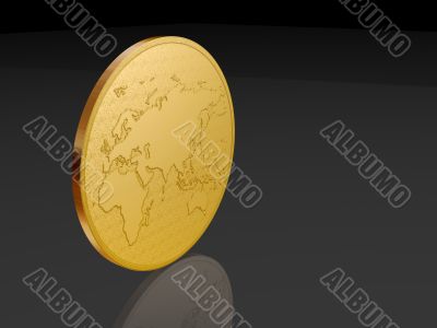 european coin over black