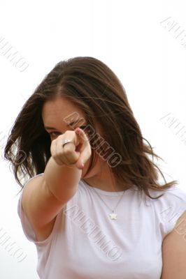beautiful girl pointing at you