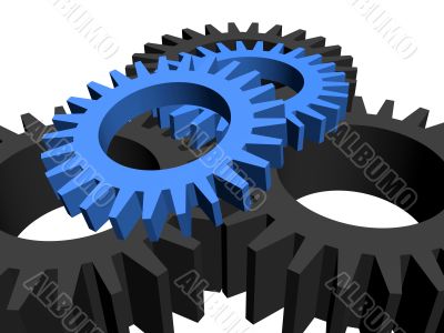 Gears over white