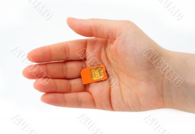Hand holding a SIM Card