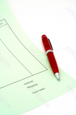 Blank invoice with pen