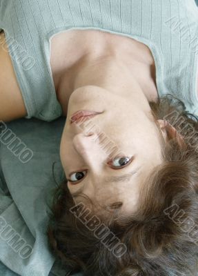 Attractive woman upside down