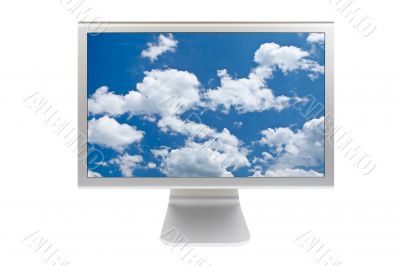 Clouds on flat panel lcd monitor