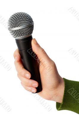 Holding a microphone Holding a microphone