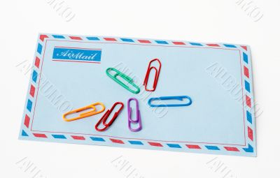 envelope and clips in isolated background