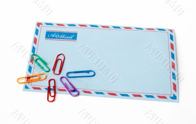 envelope and clips in isolated background