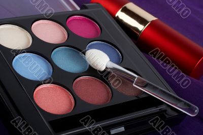 Detail of assortment of makeups Detail of assortment of makeups