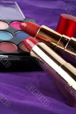 Detail of assortment of makeups