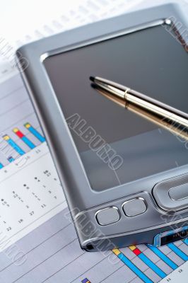 PDA on market business financial chart
