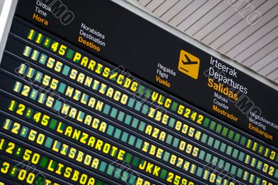 Departures board at airport