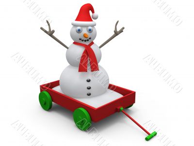 Snowman On Cart