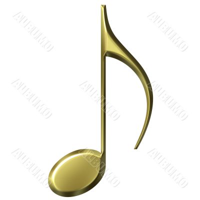 3D Golden Eighth Note