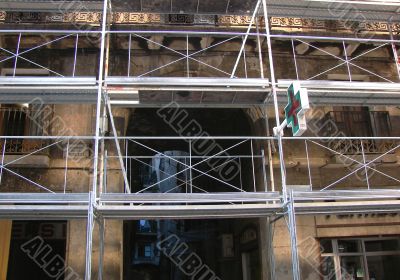 Facade of a under repair house