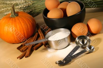Assorted ingredients for baking in the kitchen