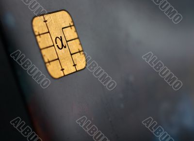 Macro shot of credit card, view of the chip