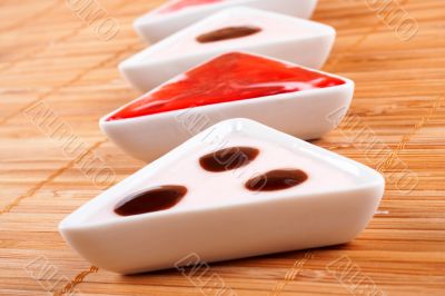 Desserts creamy in bamboo mat Desserts creamy in bamboo mat