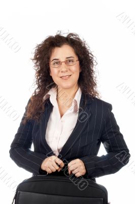 Business woman holding a laptop bag