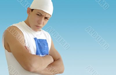 Funny guy with big muscles