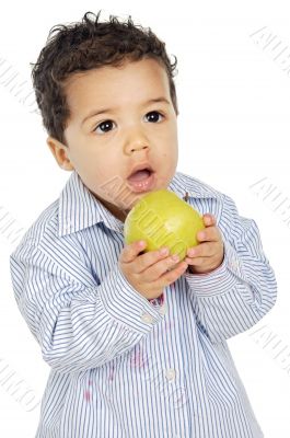 adorable baby eating an apple