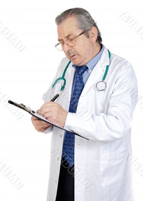 seniors doctor writing