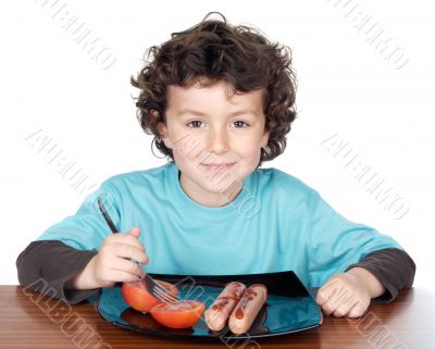 Adorable child eating