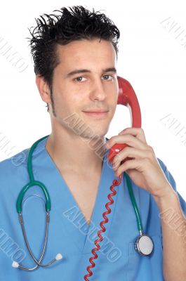 doctor speaking on the telephone