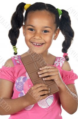 adorable girl eating chocolate