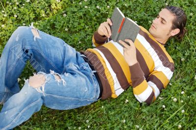 Casual boy reading Casual boy reading